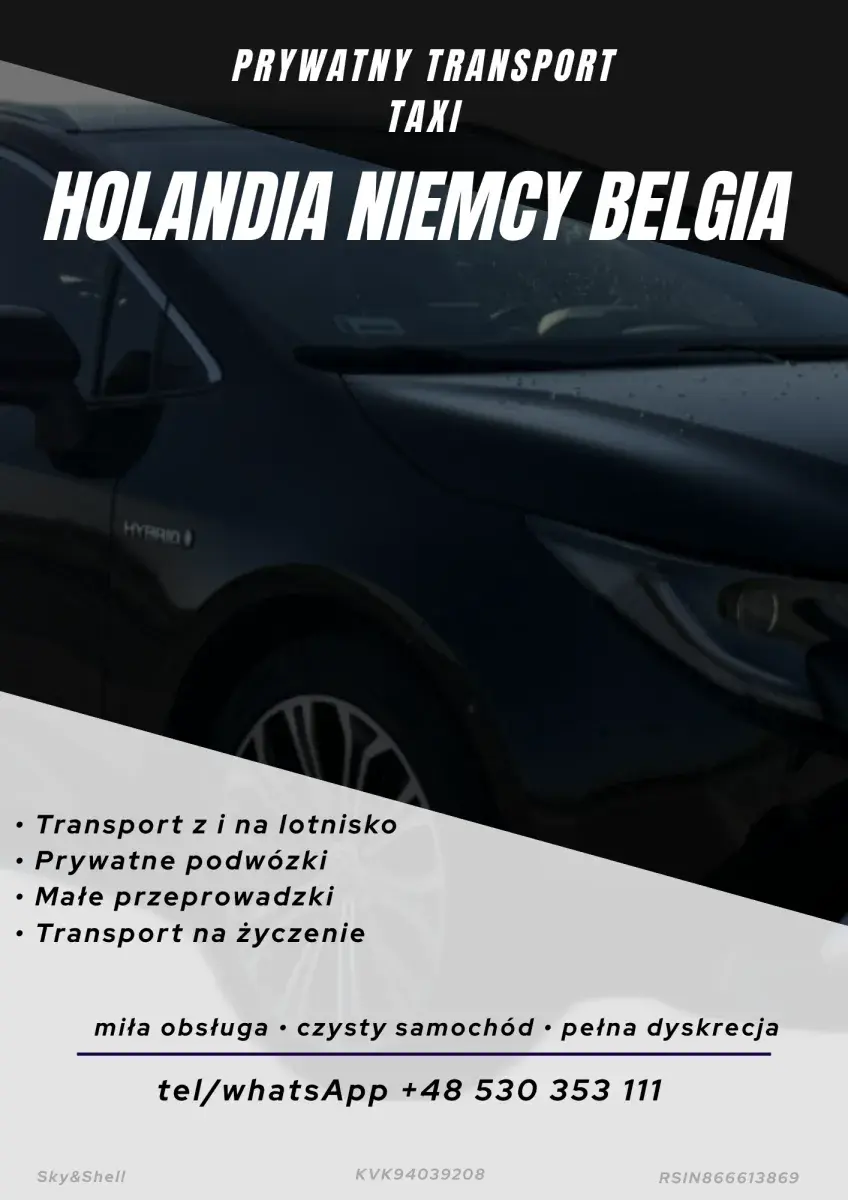 ☎️ Prywatny transport taxi Holandia Belgia Niemcy | Utrecht