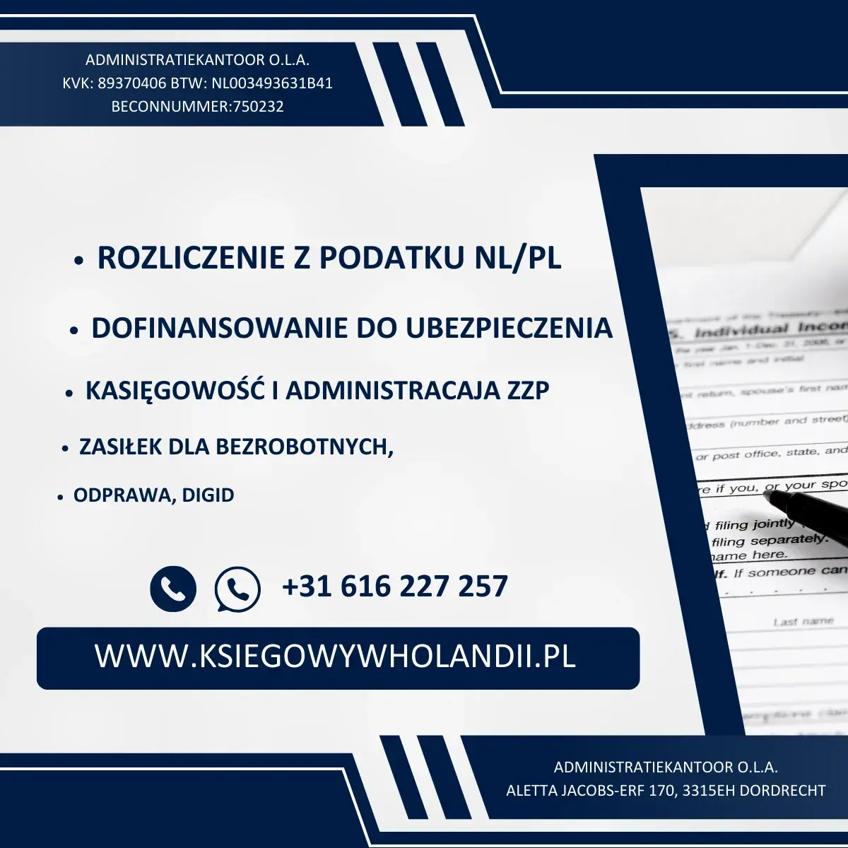 Podatki ZZP, osoby prywatne NL+PL, dofinansowania, zasiłki